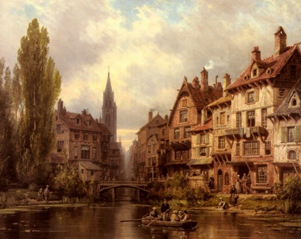 Main Product Photo of Promenade En Bateau Painting by Charles Euphrasie Kuwasseg