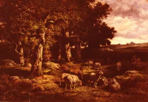 Le Troupeau De Moutons by Charles Ferdinand Ceramano - Oil Painting Reproduction