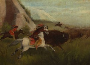 Buffalo Hunt by Charles Ferdinand Wimar Oil Painting
