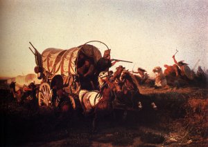The Attack On The Emigrant Train by Charles Ferdinand Wimar Oil Painting