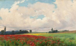 A French Poppy Field by Charles Francis Browne Oil Painting