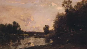 A June Day by Charles-Francois Daubigny Oil Painting