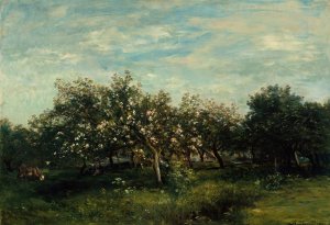 Apple Blossoms Oil painting by Charles Francois Daubigny