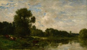 Bords de l'Oise Oil painting by Charles Francois Daubigny