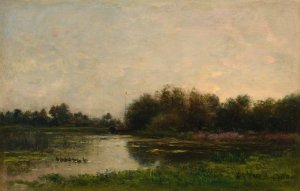 Bords de l'Oise Oil painting by Charles Francois Daubigny