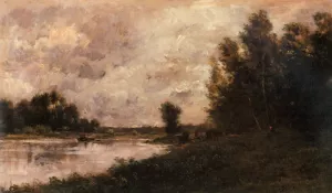 Bords De L'oise by Charles-Francois Daubigny Oil Painting