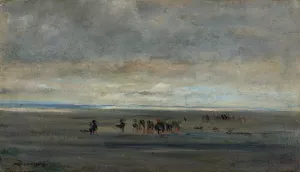Clam Diggers Oil painting by Charles Francois Daubigny