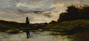 Coucher Du Soleil Sur La Riviere by Charles Francois Daubigny Oil Painting
