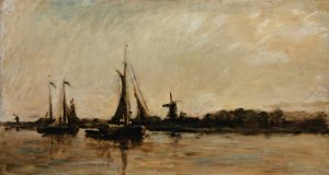 Landscape With A Canal In Holland by Charles Francois Daubigny Oil Painting