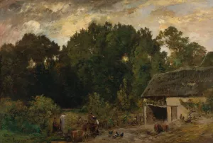 Le Tonnelier Oil painting by Charles Francois Daubigny