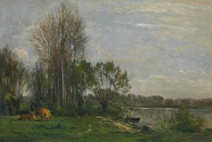 Les Bord De L'oise Oil painting by Charles Francois Daubigny
