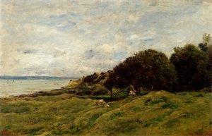 Les Graves Pres De Villerville by Charles-Francois Daubigny Oil Painting