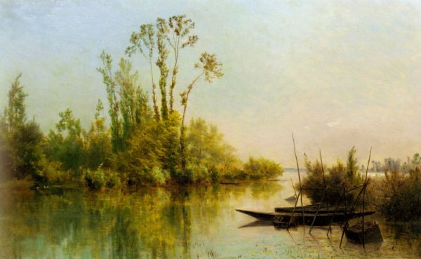 Les Iles Vierges a Bezons by Charles-Francois Daubigny - Hand-Painted Oil Painting Reproduction
