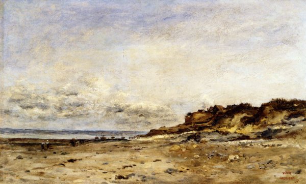 Low Tide At Villerville by Charles-Francois Daubigny - Hand-Painted Oil Painting Reproduction