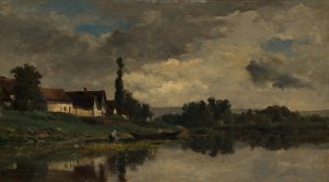 Portejoie on the Seine Oil painting by Charles Francois Daubigny