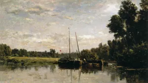 The Barges Oil painting by Charles-Francois Daubigny