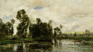 The Edge of the Pond by Charles Francois Daubigny Oil Painting