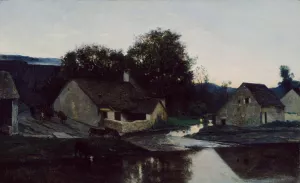 The Hamlet of Optevoz by Charles Francois Daubigny The Hamlet of Optevoz Oil painting by Charles Francois Daubigny