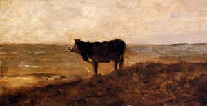 The Lone Cow by Charles-Francois Daubigny Oil Painting