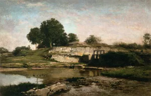 The Sluice-Gate at Optevoz Isre by Charles-Francois Daubigny - Oil Painting Reproduction