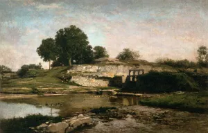 The Sluice-Gate at Optevoz Isre Oil painting by Charles-Francois Daubigny