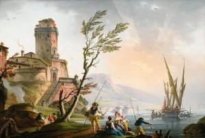 Mediterranean Landscape by Charles-Francois Grenier De Lacroix Oil Painting