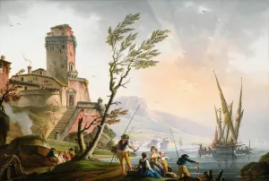 Mediterranean Landscape by Charles-Francois Grenier De Lacroix Oil Painting