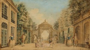 Stage Set with Actors and Dancers Performing by Charles-Francois Hutin Oil Painting