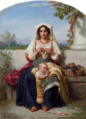 Jeune Mere Italienne by Charles Francois Jalabert Oil Painting