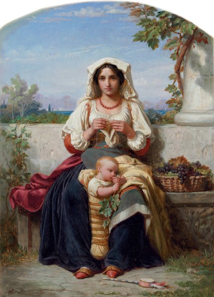 Jeune Mere Italienne  by Charles Francois Jalabert - Hand-Painted Oil Painting Reproduction