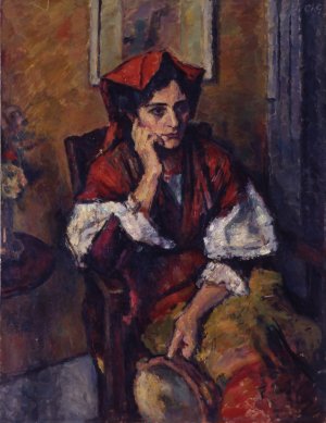 Italian Woman with Tambourine by Charles-Francois-Prosper Guerin Oil Painting
