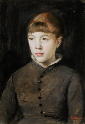 Portrait of a Girl by Charles Francois Vuillermet Oil Painting