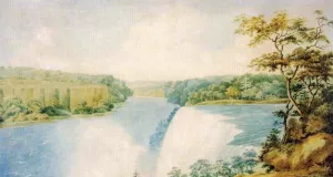 Niagara Falls From Goat Island Looking Toward Prospect Point by Charles Fraser - Oil Painting Reproduction