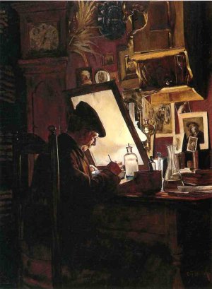 An Amateur Etcher also known as An Etcher in His Studio by Charles Frederic Ulrich Oil Painting