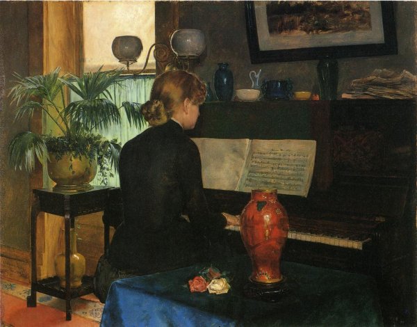 Moment Musicale by Charles Frederic Ulrich - Hand-Painted Oil Painting Reproduction