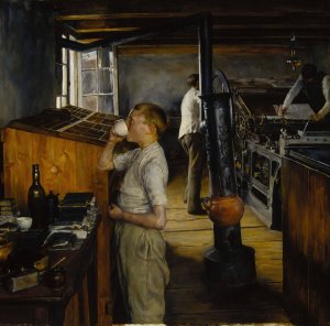 The Village Printing Shop, Haarlem, the Netherlands by Charles Frederic Ulrich Oil Painting