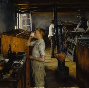 The Village Printing Shop, Haarlem, the Netherlands by Charles Frederic Ulrich Oil Painting