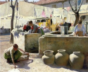 Washerwomen, Seville Oil painting by Charles Frederic Ulrich