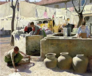Washerwomen, Seville painting by Charles Frederic Ulrich