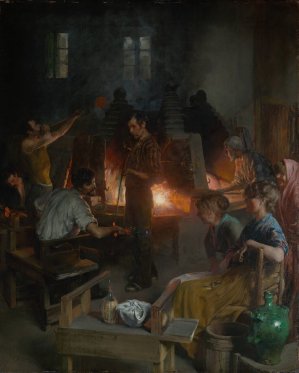 Glass Blowers of Murano by Charles Frederick Ulrich Oil Painting