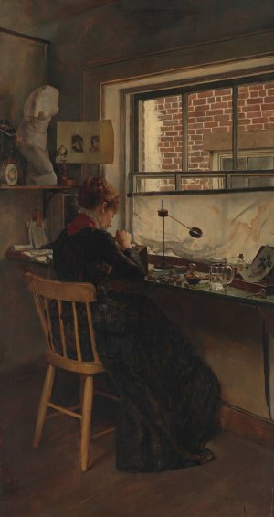 The Wood Engraver by Charles Frederick Ulrich Oil Painting