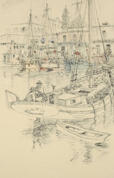 Main Product Photo of Oyster market on West Street, 1903  Painting by Charles Frederick William Mielatz