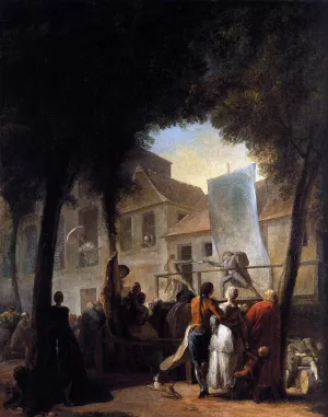 A Street Show in Paris La Parade du Boulevard by Charles-Germain De Saint-Aubin - Oil Painting Reproduction