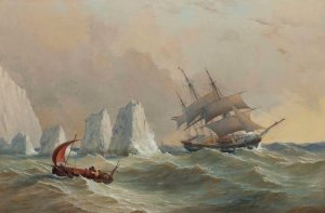 A Dutch Merchantman Passing The Needles by Charles Gregory Oil Painting