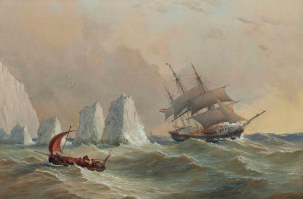 Main Product Photo of A Dutch Merchantman Passing The Needles  Painting by Charles Gregory