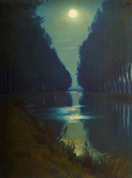 Main Product Photo of Canal de Chelles  Painting by Charles Guilloux