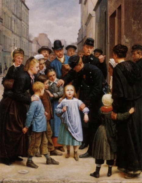 Main Product Photo of La Petite Fille Perdue Dans Paris Painting by Charles-Gustave Housez