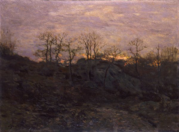 Edge of the Forest, Twilight  by Charles H. Davis - Hand-Painted Oil Painting Reproduction