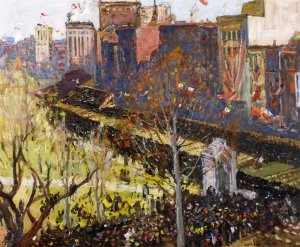 Victory Parade, Boston, April 25, 1919 Oil painting by Charles H. Woodbury