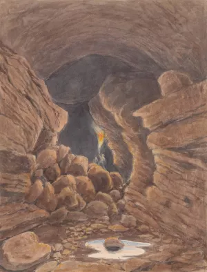 Cave of Surtshellir or Robber's Cavern, Iceland Oil painting by Charles Hamilton Smith
